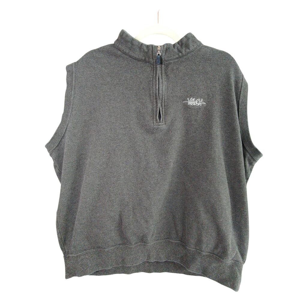 Peter Millar Golf Vest Mens XL Gray Cotton 1/4 Zip Woodhill Country Club Logo